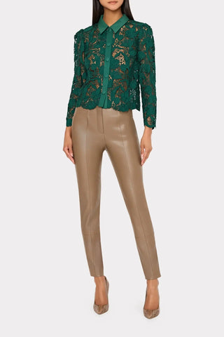 Milly Tulip Garden Lace Blouse, Dark Green
