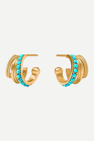 Julie Vos Hydra Triple Hoop, Turquoise Blue
