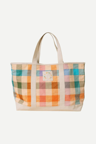 Sunshine Tienda Rainbow Plaid Canvas Tote Bag Sunshine Tienda