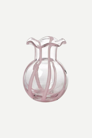 Two's Company Ruffled Ribbon Vase, Pink