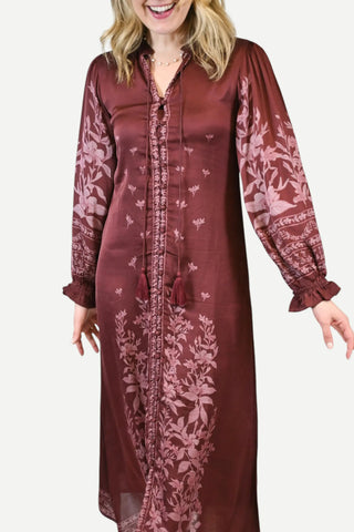 Victoria Dunn Lola Maxi Dress, Cranberry Trellis