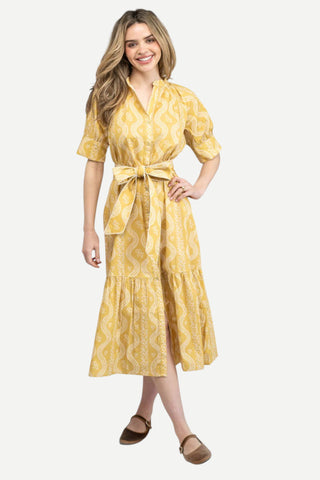 Beau & Ro Jane dress, Virginia stripe Marigold, Yellow