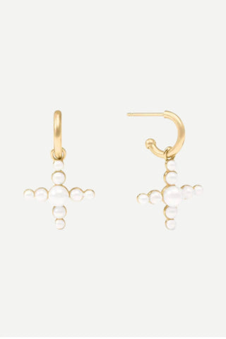 Julie Vos Gumdrop Cross Hoop & Charm Earring, Pearl