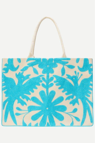 Two's Company Flora and Fauna Embroidered Tote Bag