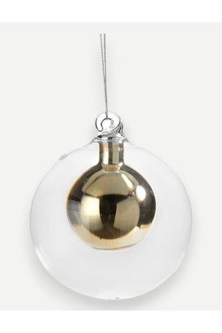 Zodax Double Glass Ball Ornament, Small Gold