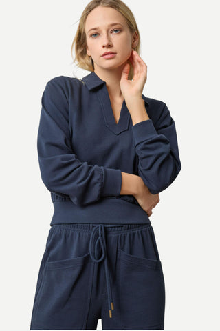 Lilla P Drop Shoulder Polo Shirt, Navy