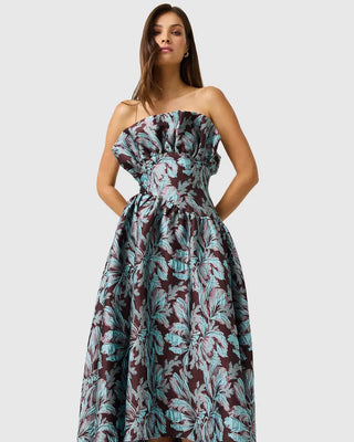 Elliatt Bloomia Strapless Gown, Chocolate Multi