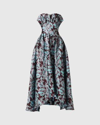 Elliatt Bloomia Strapless Gown, Chocolate Multi
