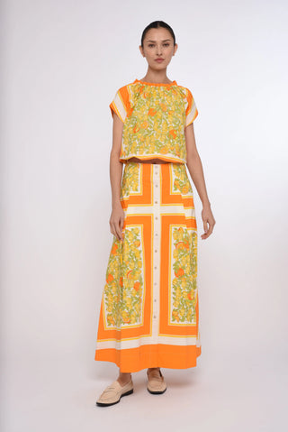 Love The Label Berri Midi Skirt, Orange Blossom