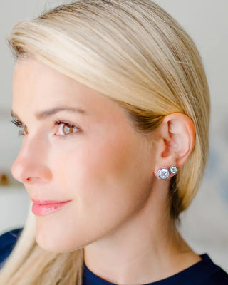 Lisi Lerch Large Bezel Stud Earring, Silver/Clip-On LISI LERCH